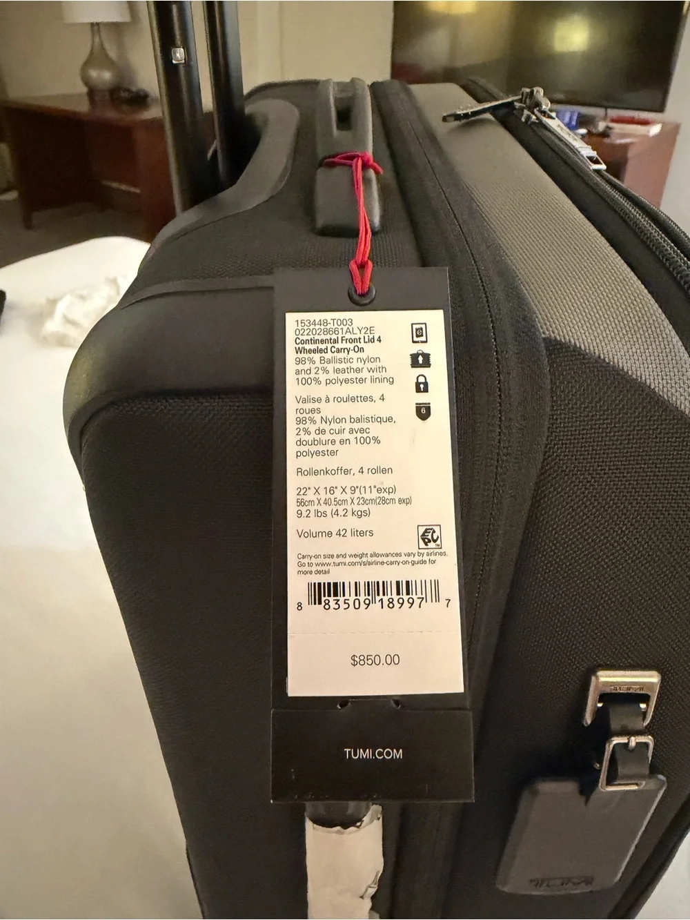 Tumi Merge Continental Front Lid 4 Wheeled Carry on Grey/Black